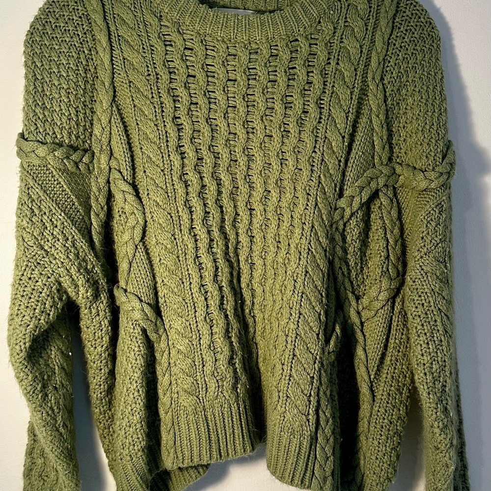 Altar’d state Green Cable Knit Sweater